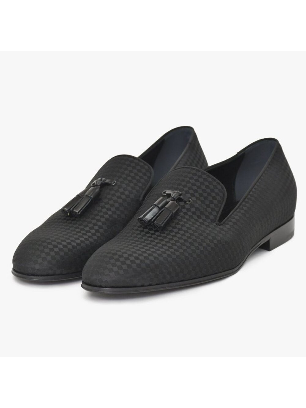 Louis Vuitton Moccasin Tassel Loafers Satin Business Shoes Black